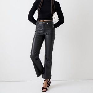 J. Crew Black Boot Cut Leather Pants Sz 34